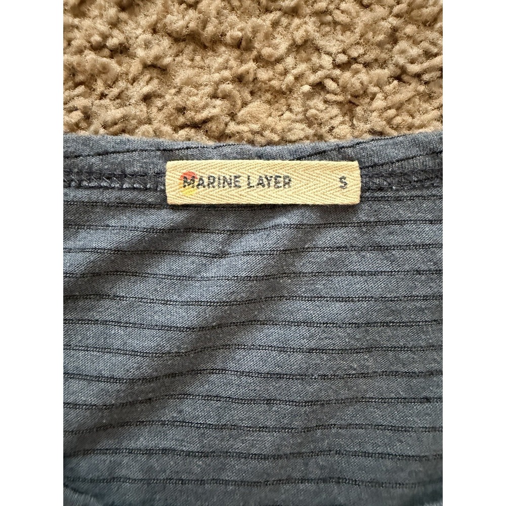 Marine Layer Mens Pocket Tee Blue White Stripe Short Sleeve Size Small - Picture 4 of 7